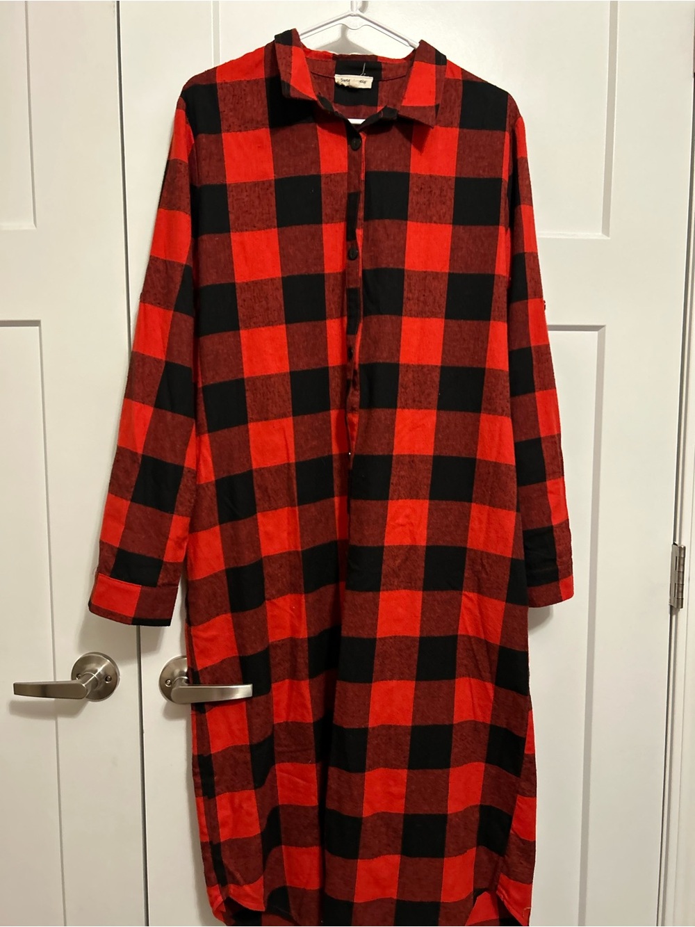Target Red and Black Buffalo Check Long Shirt Dress